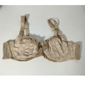 Amoureuse Size 38C Tan Underwire Unlined Lace Detail Rose Floral Print Bra